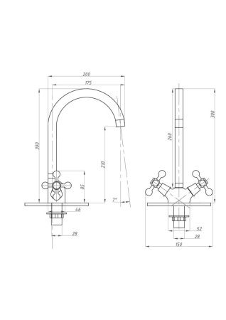 Смеситель для кухни FAUZT FZs-202-32 на мойку хром