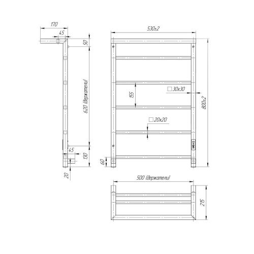 Полотенцесушитель Indigo Forma LEF80-50BRRt 53х80 электрический черный муар - фото 4
