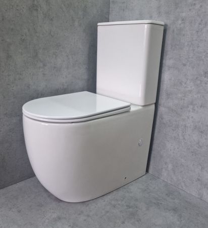 Унитаз напольный с бачком CeramaLux TR2176 белый с сиденьем микролифт смыв торнадо