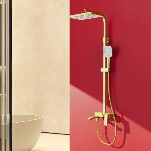 Душевая стойка Raglo R01.24.03 настенная цвет сатин золотой - фото 3