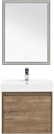 Комплект мебели: тумба с раковиной + зеркало Aquanet Nova Lite 00254215 61x46x137 напольный/подвесной цвет коричневый