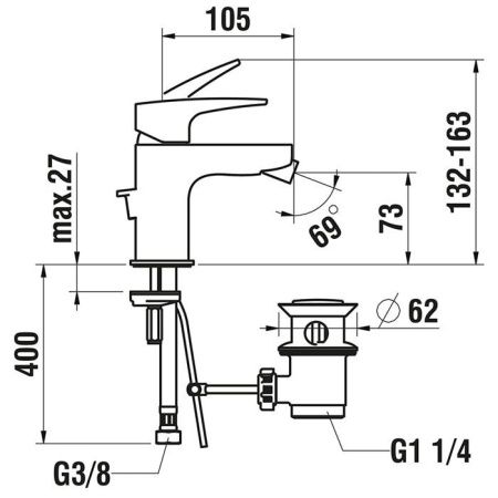 Смеситель Laufen Laurin HF500710100000 на биде хром