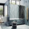 Душевая шторка на ванну Maybah Glass MGV-146-3у 65х140 стекло тонированное профиль золото ориентация универсальная