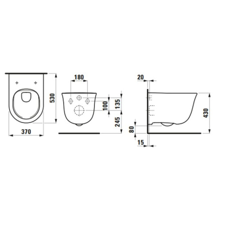 Чаша унитаза подвесная Laufen New Classic 8.2085.1.000.000.1 цвет белый без сиденья безободковая смыв торнадо