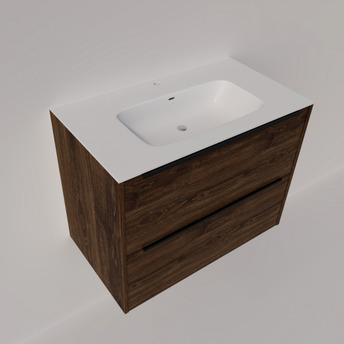 Тумба под раковину La Fenice Tesoro FNC-01-TES-DGT-80-2 79х44х62 подвесная цвет темно-коричневый матовый - фото 4