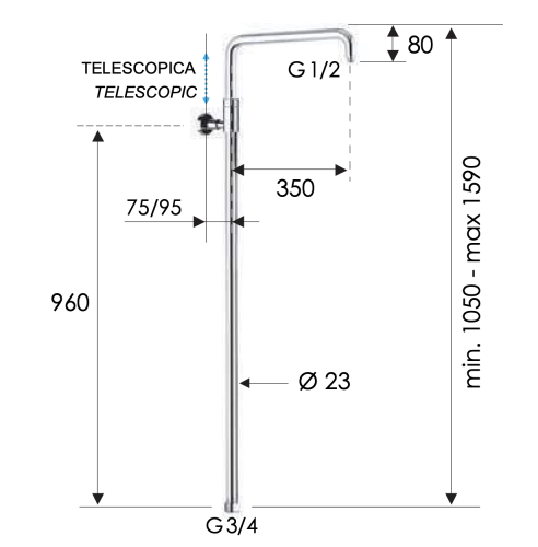 Душевая штанга телескопическая Remer 330A7DCESDEVNO - фото 2