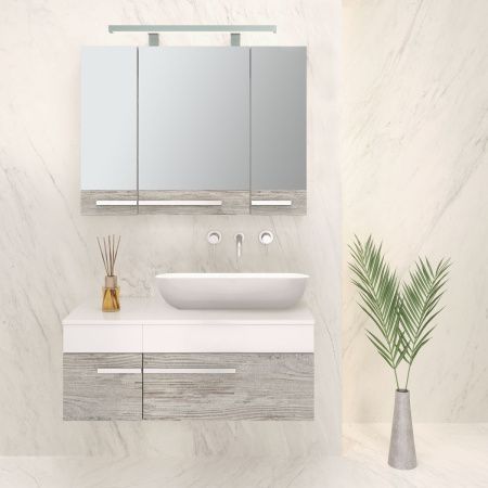 Тумба под раковину Runo ВУДЛАЙН 00-00001011 110х50 подвесная цвет серый/белый