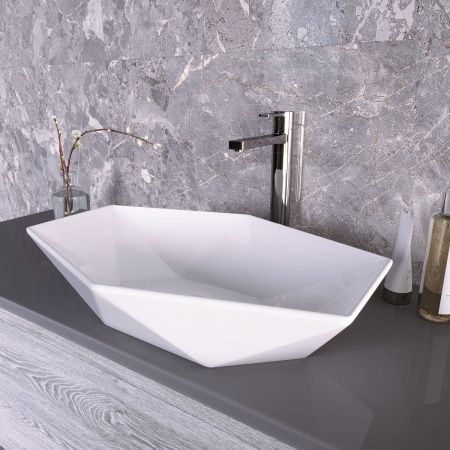 Раковина из сантехнического фаянса Grossman GR-3030 60х40 накладная цвет белый без отверстий под смеситель