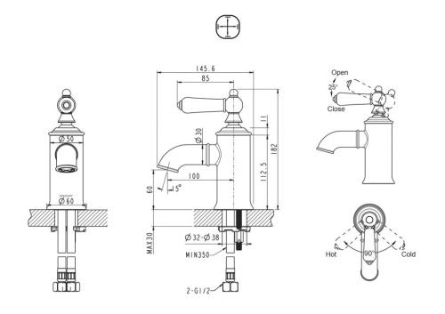 Смеситель Bravat Art F175109U на столешницу бронза - фото 2