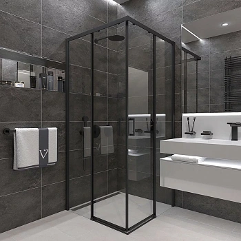 Душевой уголок Veconi Rovigo RV47B-100-01-C4 100х100 стекло прозрачное профиль черный без поддона