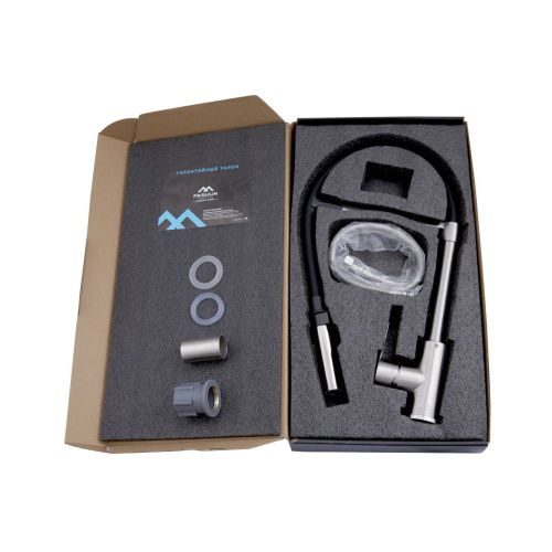 Смеситель для кухни Fashun A54511-7 на мойку сатин/черный - фото 4