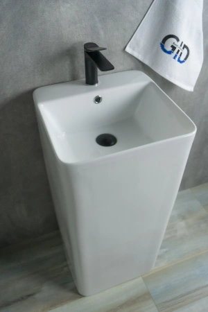 Раковина керамическая Gid Autonomo 81117 42х41 напольная цвет белый 1 отверстие под смеситель