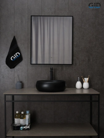 Раковина керамическая Gid Lago 53384 40х30 накладная цвет черный без отверстий под смеситель