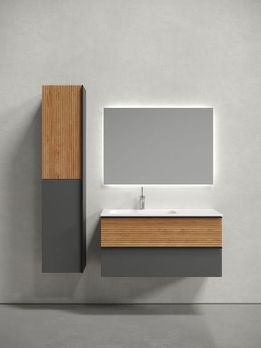 Тумба под раковину Sancos DELTA DL100LGR 100х40 подвесная цвет коричневый - фото 2