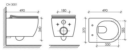 Инсталляция с кнопкой + унитаз + шумоизоляция Ceramica Nova CN3001_1001CH_1000
