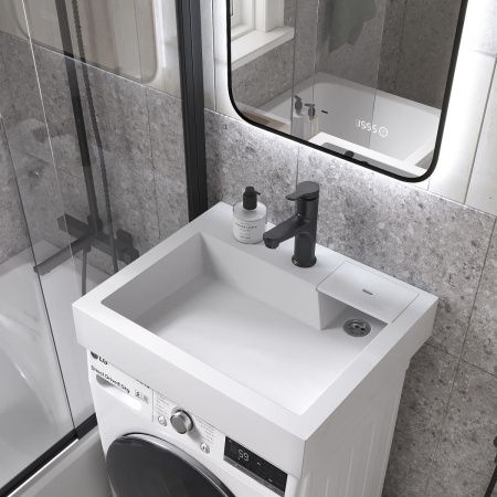 Раковина из искусственного камня Reflexion Tetra RF6050TE 60х50 над стиральной машиной цвет белый 1 отверстие под смеситель