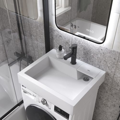 Раковина из искуственного мрамора Reflexion Tetra RF6050TE 50x60 над стиральной машиной цвет белый 1 отверстие под смеситель - фото 2