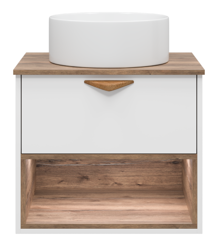 Тумба под раковину Brevita Bergen BER-07060-19-01-1Я 60х48х52 подвесная цвет белый/коричневый - фото 2