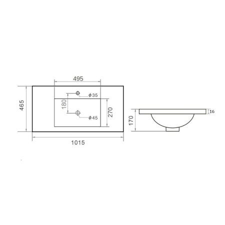 Тумба с раковиной Orange Line Li-100Tuw+Ra 100х50 подвесная цвет белый