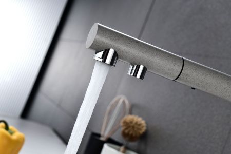 Смеситель для кухни Paulmark SERPENTINE Se213222-GR на мойку серый