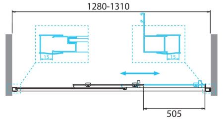 Душевая дверь BelBagno DUE DUE-BF-1-130-U-Cr стекло прозрачное профиль хром
