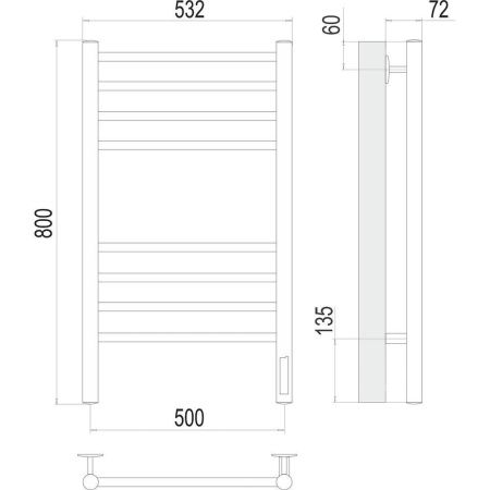 Полотенцесушитель электрический Terminus 4670078542953 55х80 черный
