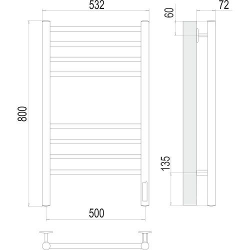 Полотенцесушитель Terminus 4670078527493 53х80 электрический черный - фото 3