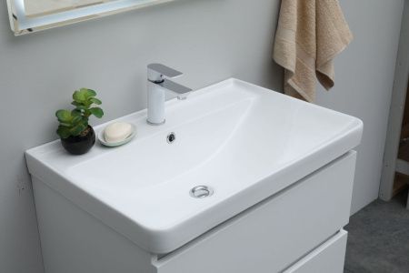 Раковина керамическая Aquanet Ирис 00301804 70х50 полувстраиваемая цвет белый 1 отверстие под смеситель