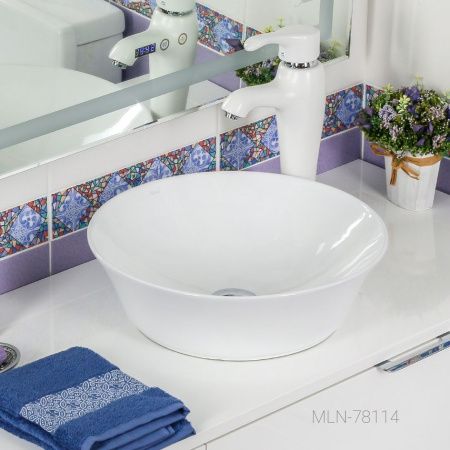 Раковина из сантехнического фарфора Melana 78114-805 40х40 накладная цвет белый без отверстий под смеситель