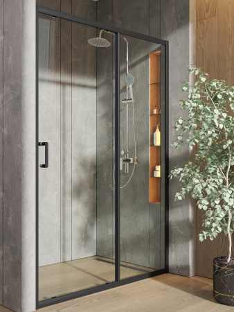 Душевая дверь Orange E02-120TB 121х190 стекло прозрачное профиль черный