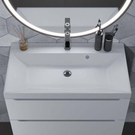 Раковина из искусственного камня Uperwood Classic 2191020337 80х50 полувстраиваемая цвет белый