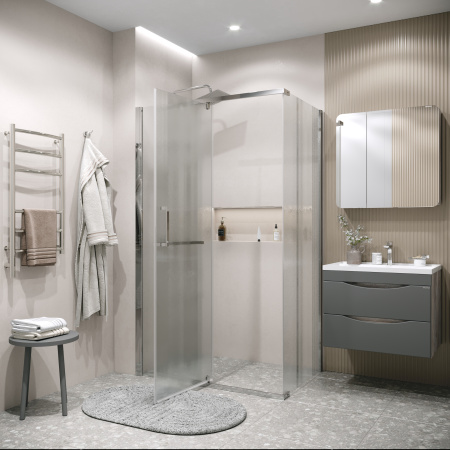 Душевая перегородка Grossman Pragma 200.K33.03.80.10.02 80х195 стекло текстурное профиль хром глянцевый