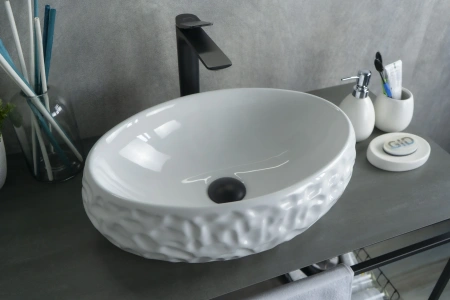 Раковина керамическая Gid Lago 51187 50х30 накладная цвет белый без отверстий под смеситель