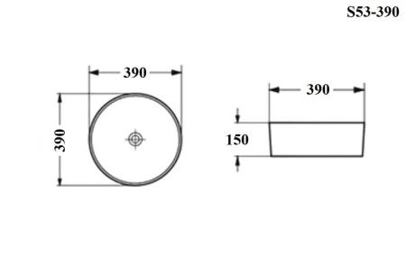 Раковина из сантехнического фарфора Bond Circle S53-390 40х40 накладная цвет белый без отверстий под смеситель