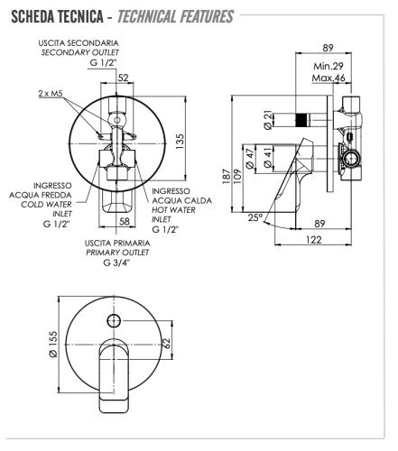 Смеситель для душа Remer Infinity I09HNO встраиваемый в стену черный - фото 2