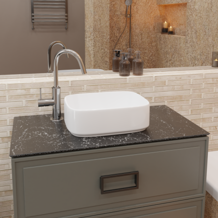 Раковина из сантехнического фаянса CHARUS TORRE BIANCA 700-052W 40х30 накладная цвет белый без отверстий под смеситель