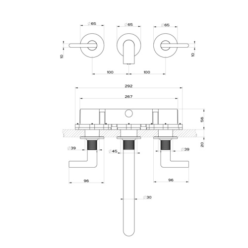 Смеситель для раковины Gessi Inciso 58092#299 встраиваемый в стену черный (внешняя часть) - фото 2