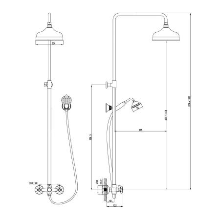 Душевая стойка LeMark Vintage LM2860B настенная цвет бронза