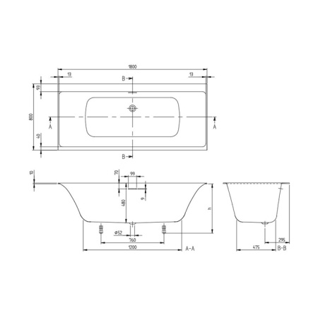 Ванна квариловая Villeroy Boch Subway 3.0 UBQ180SBW2DV-01 180х80 встраиваемая прямоугольная с ножками