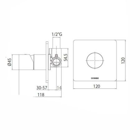Смеситель для душа Bossini Oki Z00008.030 встраиваемый в стену хром (внешняя часть)