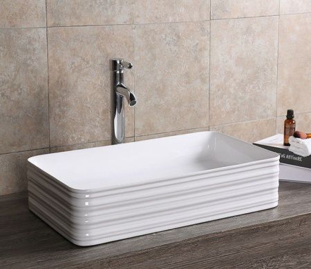 Раковина из сантехнического фаянса CeramaLux W1531-D1408 70х40 накладная цвет белый без отверстий под смеситель