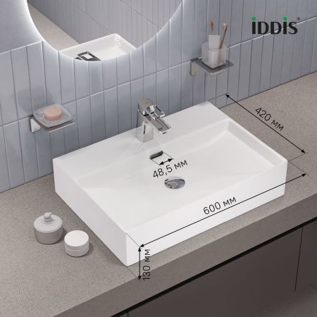 Раковина из сантехнического фарфора Iddis Bild BILWS60i27 60х40 полувстраиваемая цвет белый 1 отверстие под смеситель