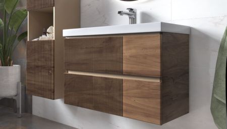 Тумба под раковину Velvex Mondi 308 акация темная 80х40 подвесная цвет коричневый