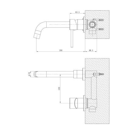 Смеситель для раковины Esko SM28Chrome встраиваемый в стену хром