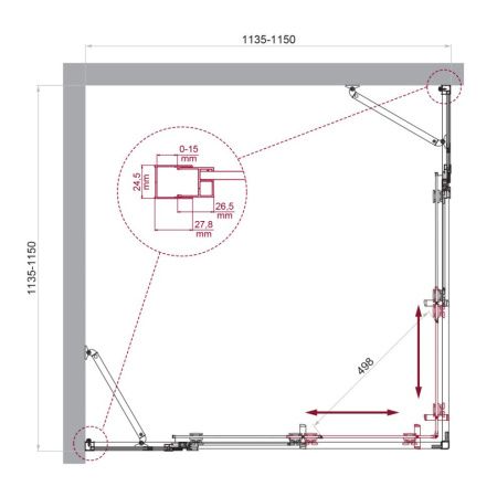 Душевой уголок BelBagno LUCE LUCE-A-22-90+25-C-Cr 115х115 стекло прозрачное профиль хром без поддона