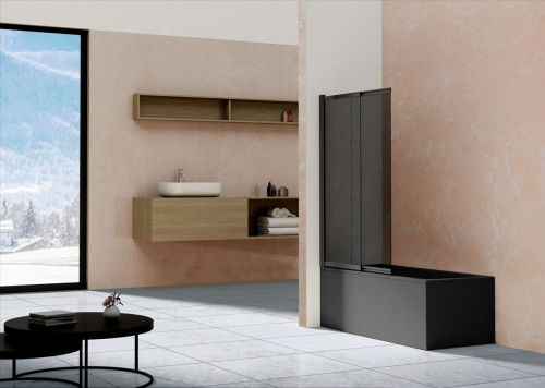 Душевая шторка на ванну Vincea VSB-1E VSB-1E100CGB 100х145 стекло прозрачное профиль черный - фото 2