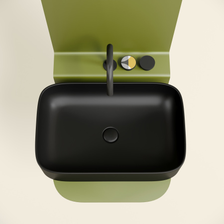 Раковина из сантехнического фарфора Ceramica Nova ELEMENT CN6053MB 61х38 накладная цвет черный матовый без отверстий под смеситель