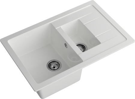 Кухонная мойка Granfest Quadro Q-775KL иней 77х50 цвет белый поверхность матовая