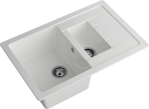 Кухонная мойка Granfest Quadro Q-775KL иней 77х50 цвет белый - фото 2