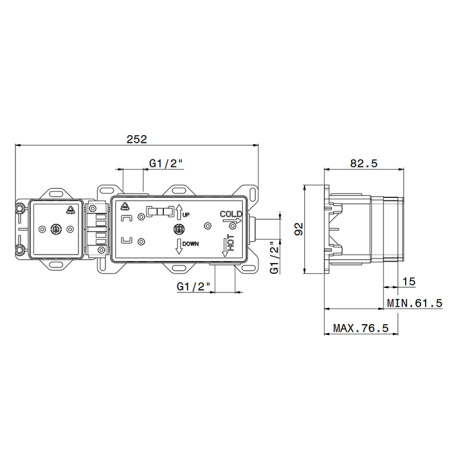 Внутренняя часть для смесителя для душа, с душем и с переключателем на 2 потока и выходом Newform 31086.00.000